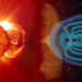 A napszélben áramló töltött részecskéktől a Föld mágneses mezeje
