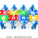15085-Blue-3d-People-Working-Together-To-Hold-Colorful-Pieces-Of
