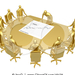 15176-Group-Of-Gold-People-Seated-And-Holding-A-Meeting-At-A-Gol