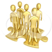 25019-Clipart-Illustration-Of-A-Team-Of-Gold-People-Standing-On-