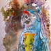 macaw parrot yupo painting small